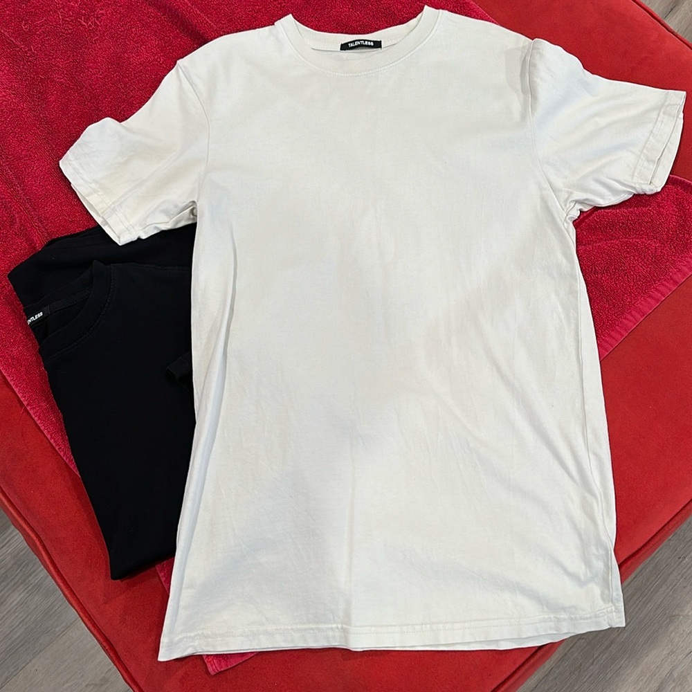 2 Black and Crème Short sleeved shirts ✨